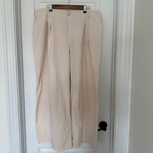 Good Used Condition High Waisted Wide Leg Flowy Casual Linen-Feel Pants 2X